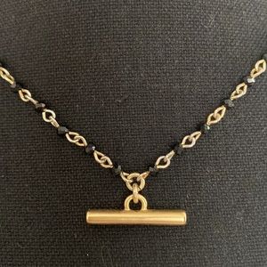 🍀Lucky Brand🍀 Yellow Gold Chain & Black Beaded Bar Necklace